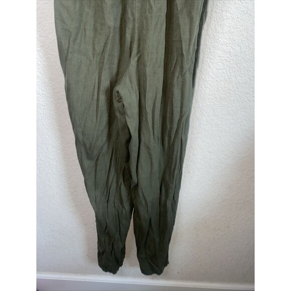 Linen army green Jumper Romper Jumpsuit S Pants Button Front Forever 21 - Picture 8 of 11